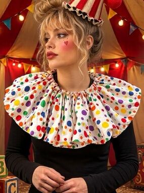 Vintage polka dot ruffle statement  collar